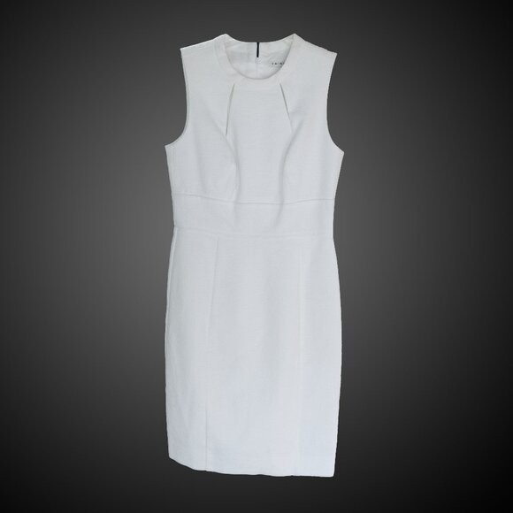 Trina Turk Dress White Bridal Sleeveless Sheath Mod High Neck 60s Pencil Skirt